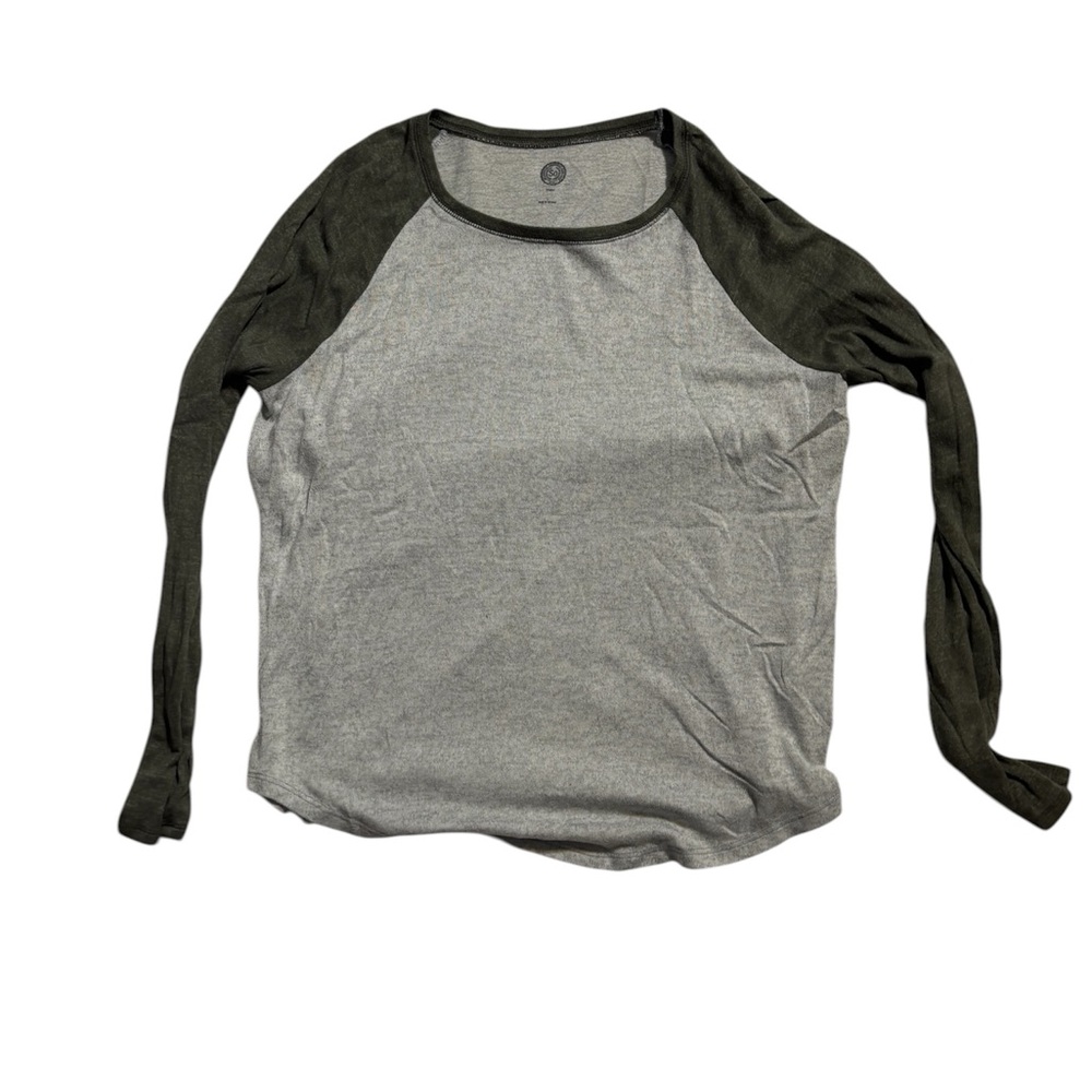 SO Two-Tone Raglan Long-Sleeve Top - Gray & Olive